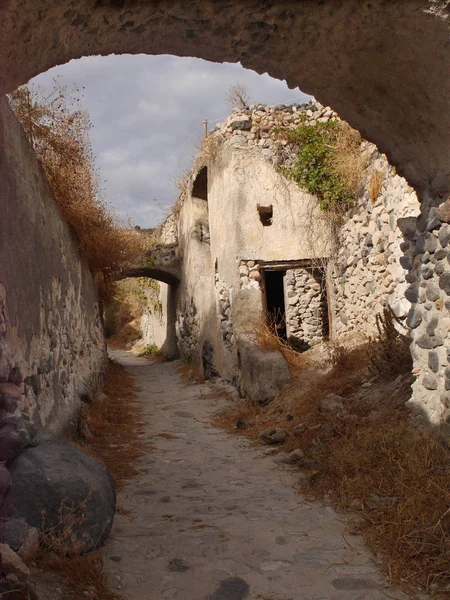 Emporio Pueblo Más Grande Isla Santorini Grecia Casas Abandonadas Edificios — Foto de Stock