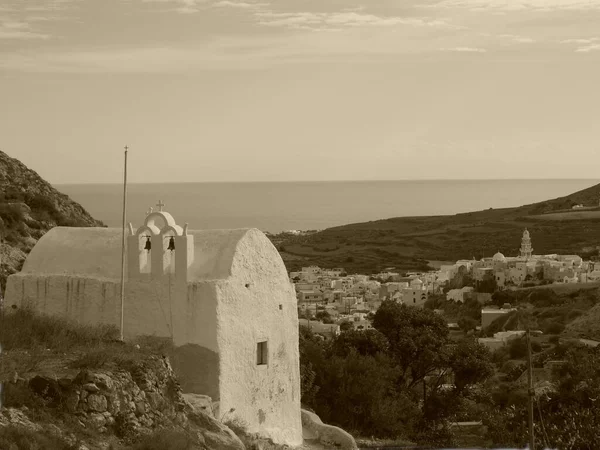 Templos Mosteiros Parte Histórica Emporio Maior Aldeia Ilha Santorini Grécia — Fotografia de Stock