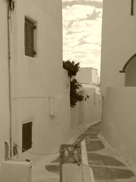 Emporio Het Grootste Dorp Van Santorini Griekenland Uitzicht Het Kasteel — Stockfoto