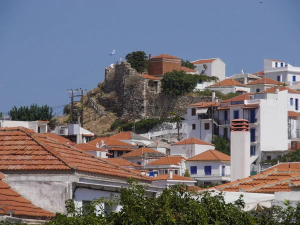 파노라마와 그리스의 마을의 — 스톡 사진