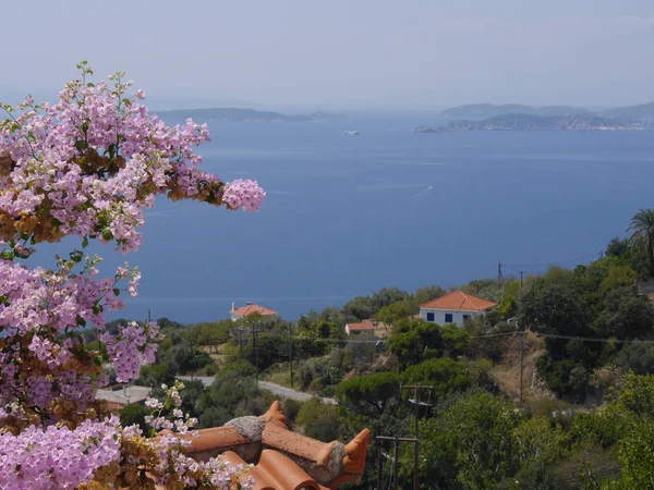 Вид Море Город Глосса Острове Скопелос Греция — стоковое фото