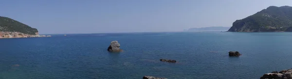Utsikt Över Havet Bergen Klipporna Stränderna Öarna Och Himlen Skopelos — Stockfoto