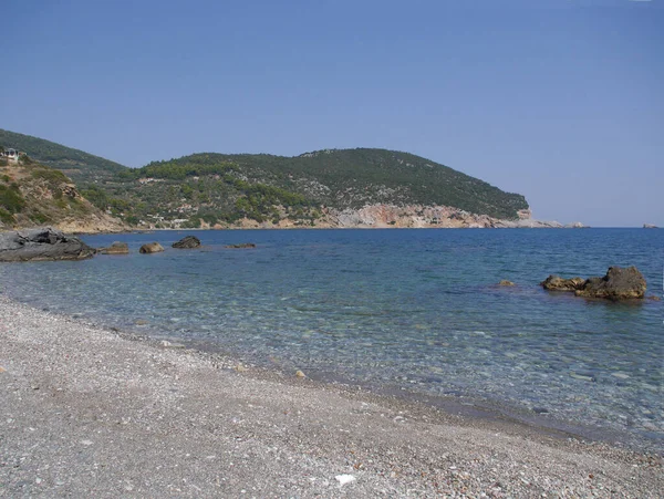 Vista Del Mar Montañas Rocas Playas Islas Cielo Isla Skopelos —  Fotos de Stock