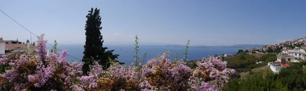 Вид Море Город Глосса Острове Скопелос Греция — стоковое фото