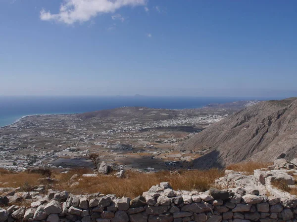 Blick Auf Das Dorf Perissa Auf Der Insel Santorin Von — Stockfoto