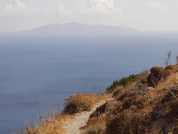 Vista Panorámica Del Mar Egeo Islas Desde Cima Montaña Mesa — Foto de Stock