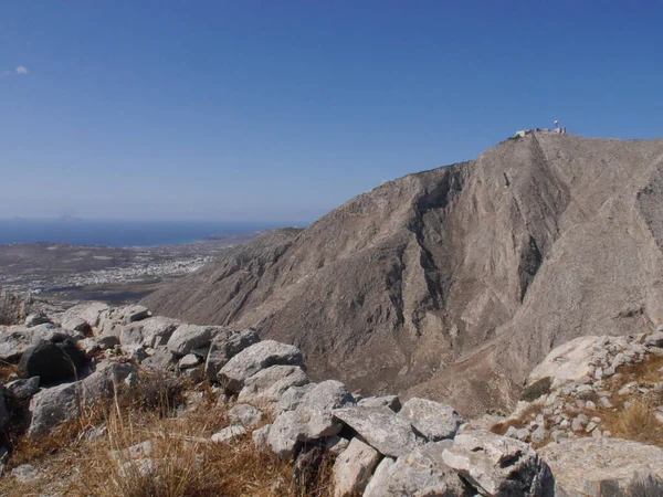 Panoramisch Uitzicht Berg Mesa Vouno Het Eiland Santorini Griekenland — Stockfoto