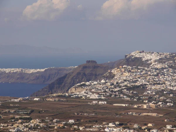 Mesa Vouno Dağı Nın Tepesinden Santorini Adasının Panoramik Manzarası — Stok fotoğraf