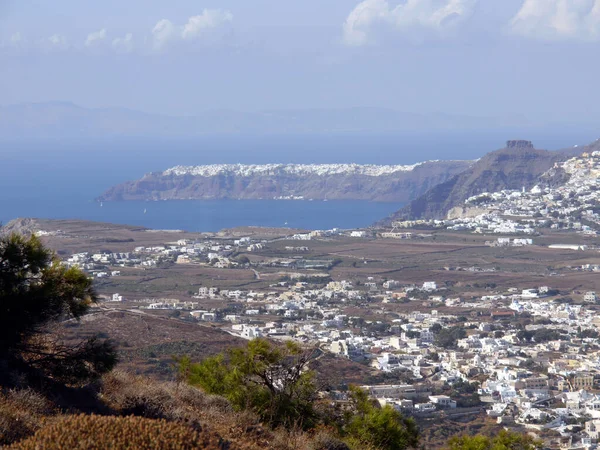 Vue Panoramique Île Santorin Depuis Sommet Montagne Mesa Vouno — Photo