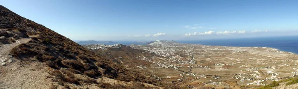 Vista Panoramica Dell Isola Santorini Dalla Cima Del Monte Mesa — Foto Stock