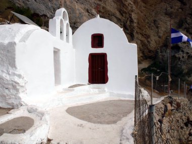 Ortodoks Kilisesi, Panagia Katefiani, Mesa Vouno dağında, Santorini adasında, Yunanistan.