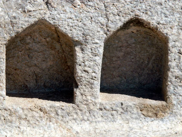 Antigua Thira Thera Una Antigua Ciudad Situada Escarpado Cabo Rocoso — Foto de Stock