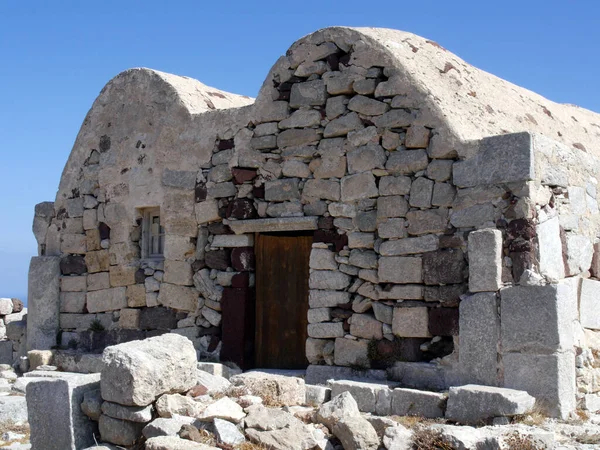 Antica Thira Thera Antica Città Situata Sul Ripido Promontorio Roccioso — Foto Stock