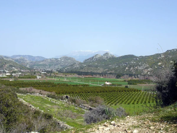 Natura Góry Wokół Ruin Starożytnego Miasta Aspendos Antalya Południowej Turcji — Zdjęcie stockowe