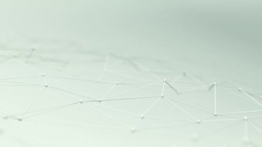 Soyut geometrik çokgen şeklin yeşil arkaplan üzerindeki nokta ve çizgilerle canlandırılması, dalga ve titreşen ağ yüzeyi kavramı