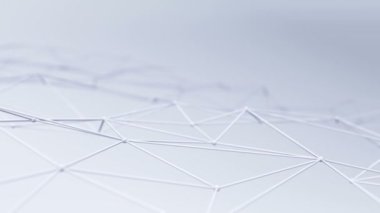 Soyut geometrik çokgen şeklin gri arkaplan üzerindeki nokta ve çizgilerle canlandırılması, dalga ve titreşen ağ yüzeyi kavramı