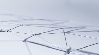 Soyut geometrik çokgen şeklin gri arkaplan üzerindeki nokta ve çizgilerle canlandırılması, dalga ve titreşen ağ yüzeyi kavramı