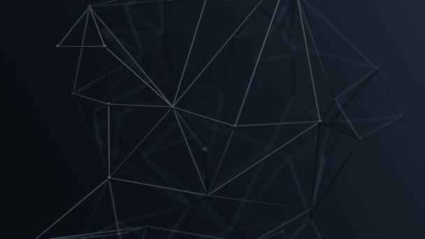 Анимация Абстрактной Геометрической Многоугольной Формы Соединительными Точками Линиями Черном Фоне — стоковое видео