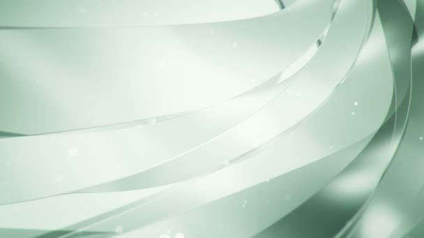 Fond abstrait avec animation verte d'ondulations et de rayures volantes en verre, Animation de boucle sans couture 