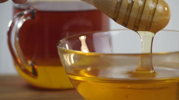 健康的な天然の蜂蜜のクローズアップ映像 — ストック動画