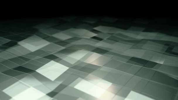 用黑色背景玻璃制作绿色紫色波浪光滑多边形表面动画的抽象背景 无缝环路动画 — 图库视频影像