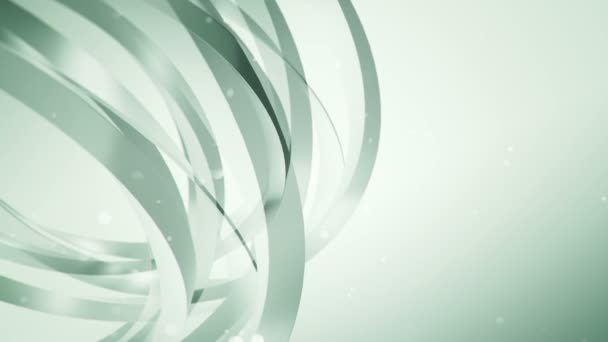 Fond abstrait avec animation verte d'ondulations et de rayures volantes en verre, Animation de boucle sans couture 