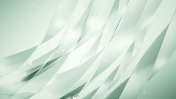 Fond abstrait avec animation verte d'ondulations et de rayures volantes en verre, Animation de boucle sans couture 