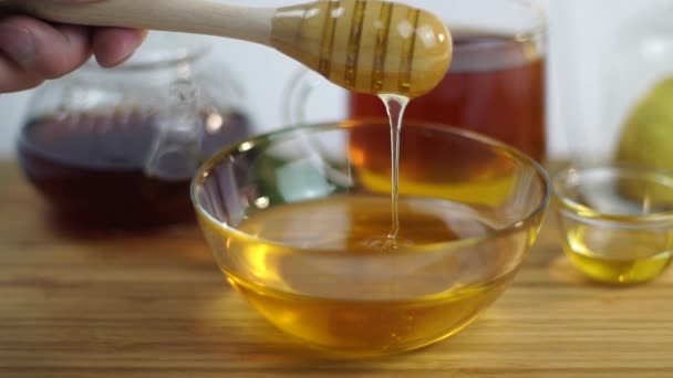 Κοντινό Πλάνο Πλάνα Από Υγιές Φυσικό Μέλι — Αρχείο Βίντεο