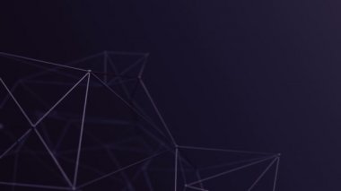 soyut geometrik çokgen şeklin siyah arkaplan üzerindeki nokta ve çizgilerle birleştirilmesi, dalgalanma ve titreşen ağ yüzeyi kavramı