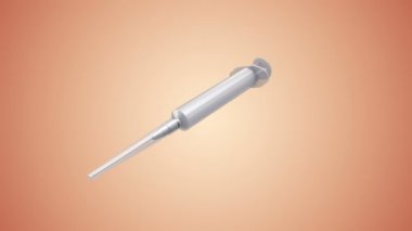 Bej arka planda uçan plastik şırınganın canlandırılması, pürüzsüz döngünün animasyonu 