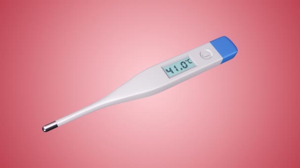 Scientific Animation Medical Thermometer Red Background Animation Seamless Loop — Stock Video