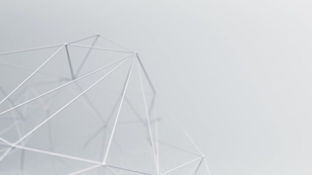 animation de forme géométrique polygonale abstraite avec points de connexion et lignes sur fond gris, concept d'ondulation et surface réseau vibrante 