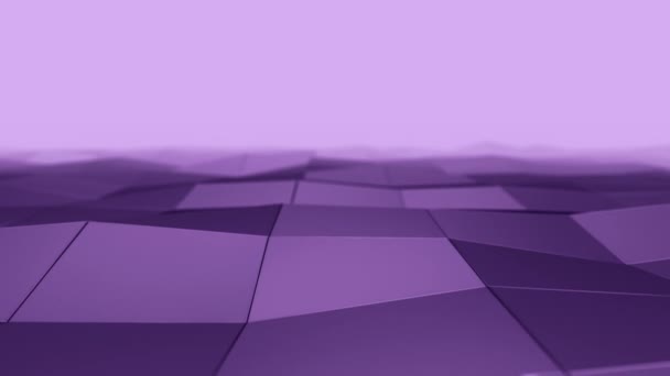 Fond abstrait avec animation d'ondulation violette surface polygonale lisse à partir de verre sur fond noir, Animation de boucle sans couture  