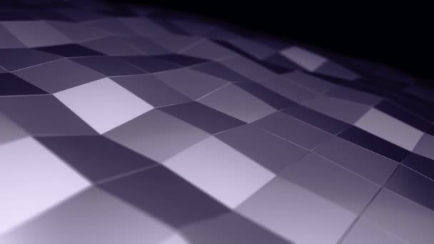 Abstraktní Pozadí Animací Fialového Vlnění Hladký Polygonální Povrch Skla Černém — Stock video