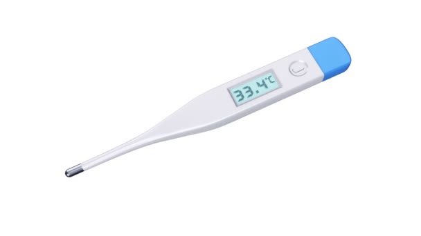 Animation of digital medical thermometer with variable temperature isolated on white background, Zökkenőmentes hurkok animációja 