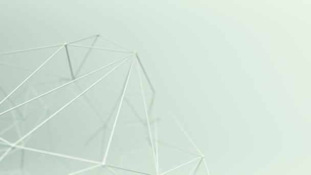 animation de forme géométrique polygonale abstraite avec points de connexion et lignes sur fond vert, concept d'ondulation et surface réseau vibrante 