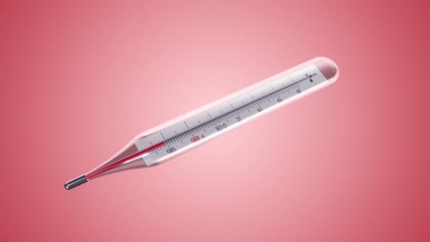 Animatie Van Kwikthermometer Met Variabele Temperatuur Roze Achtergrond Animatie Van — Stockvideo