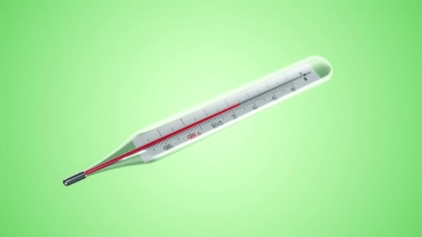 Animation Glass Mercury Thermometer Variable Temperature Green Background Animation Seamless — Stock Video