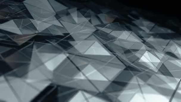 Abstract Background Animation Grey Waving Smooth Polygonal Surface Glass Black — Stock Video