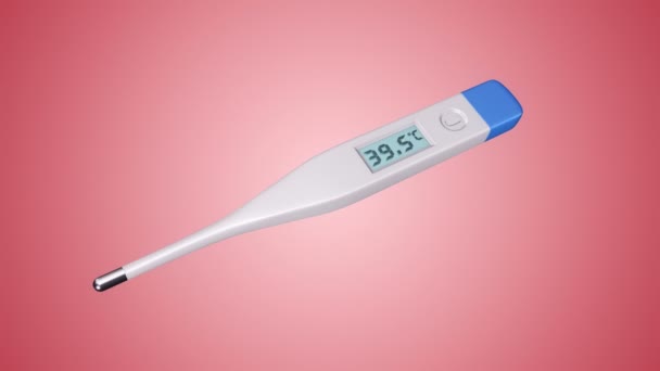 Animering Digital Medicinsk Termometer Med Variabel Temperatur Rosa Bakgrund Animation — Stockvideo