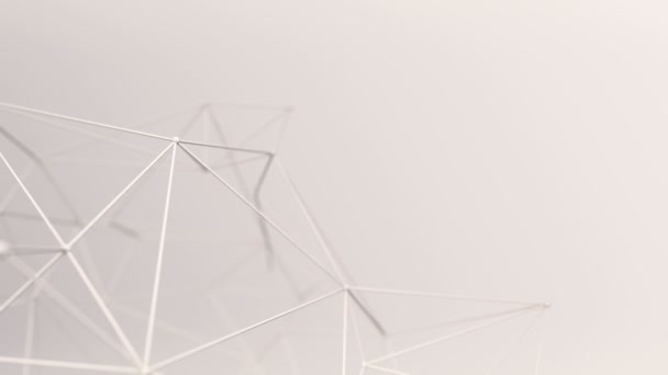 animation de forme géométrique polygonale abstraite avec points de connexion et lignes sur fond beige, concept d'ondulation et surface réseau vibrante 