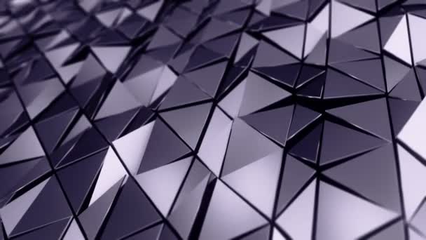 Fond abstrait avec animation d'ondulation violette surface polygonale lisse à partir de verre sur fond noir, Animation de boucle sans couture  