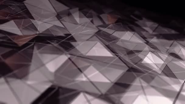 黑色背景玻璃上深紫色波浪光滑多边形表面动画的抽象背景 无缝回路动画 — 图库视频影像