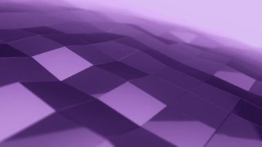 Siyah zemin üzerindeki camdan pürüzsüz çokgen yüzey sallayan mor renkli animasyon ile soyut arkaplan, pürüzsüz döngünün animasyonu 