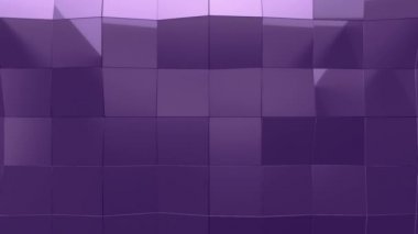 Siyah zemin üzerindeki camdan pürüzsüz çokgen yüzey sallayan mor renkli animasyon ile soyut arkaplan, pürüzsüz döngünün animasyonu 