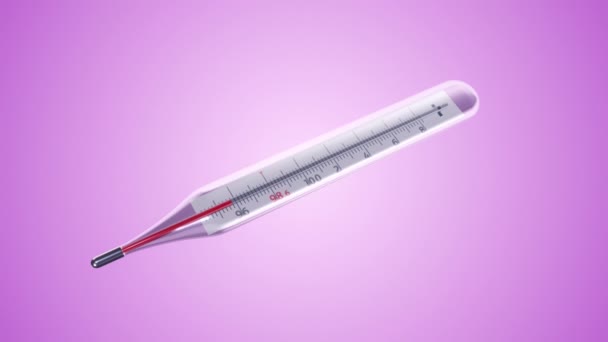 Animation Des Glasquecksilberthermometers Mit Variabler Temperatur Auf Violettem Hintergrund Animation — Stockvideo