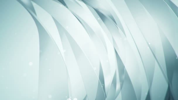 Fond abstrait avec animation turquoise d'ondulations et de rayures volantes en verre, Animation de boucle sans couture 
