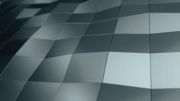 Abstraktní Pozadí Animací Stříbrného Vlnění Hladký Polygonální Povrch Skla Černém — Stock video