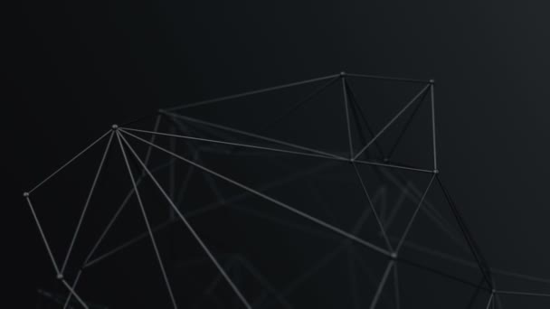 Анимация Абстрактной Геометрической Многоугольной Формы Соединительными Точками Линиями Черном Фоне — стоковое видео
