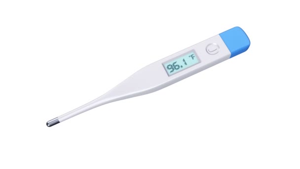 Animación Termómetro Médico Digital Con Temperatura Variable Aislada Sobre Fondo — Vídeo de stock